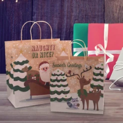 24 Pcs Bulk Christmas Kraft Gift Bags