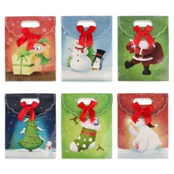 Christmas Fold Over Gift Bags, 12 Pcs