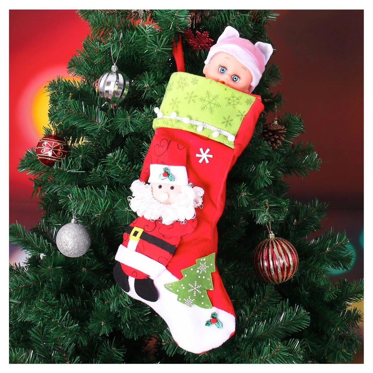 4-pack 3d Plush Christmas Stockings 4 4-pack 3d Plush Christmas Stockings - Image 2