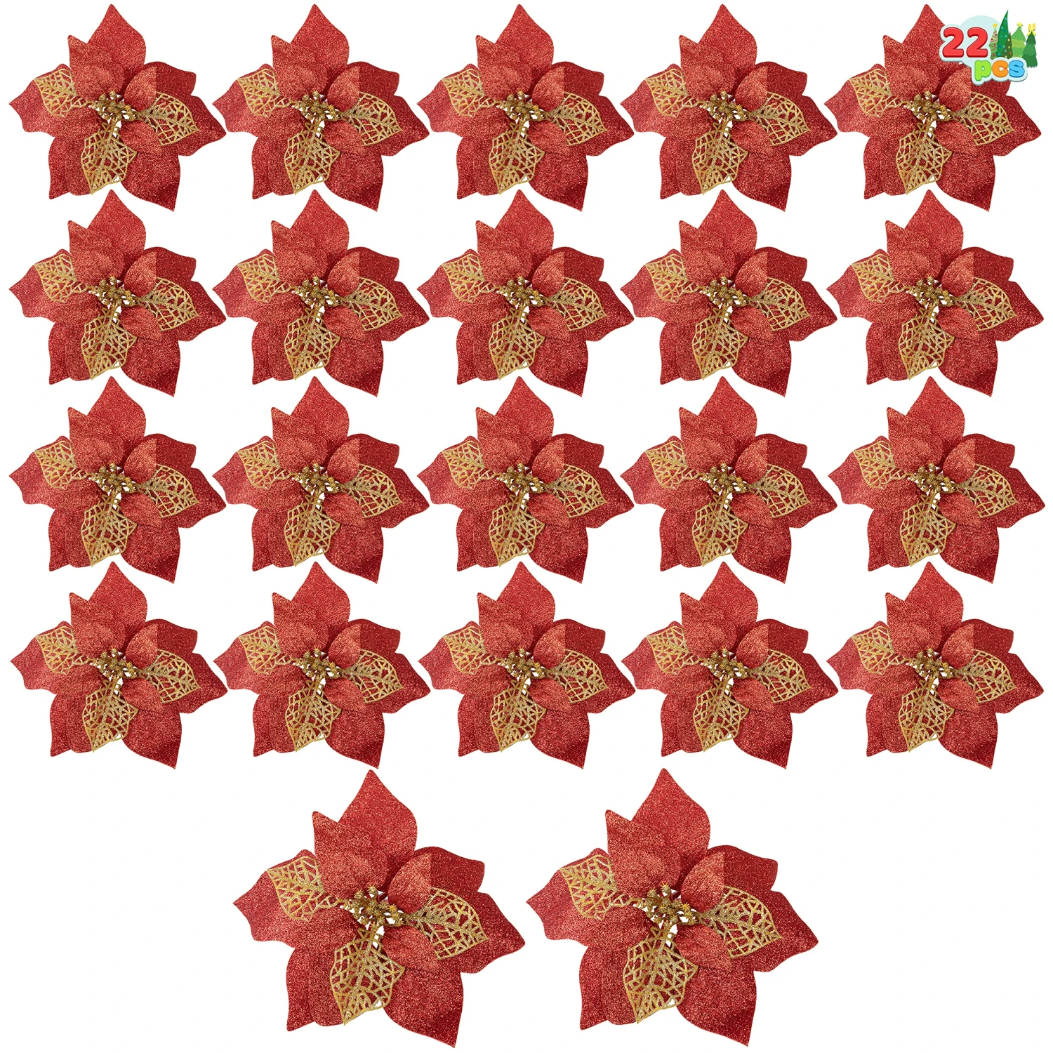 22 Artificial Poinsettia Christmas Flowers 4 22 Artificial Poinsettia Christmas Flowers - Image 2