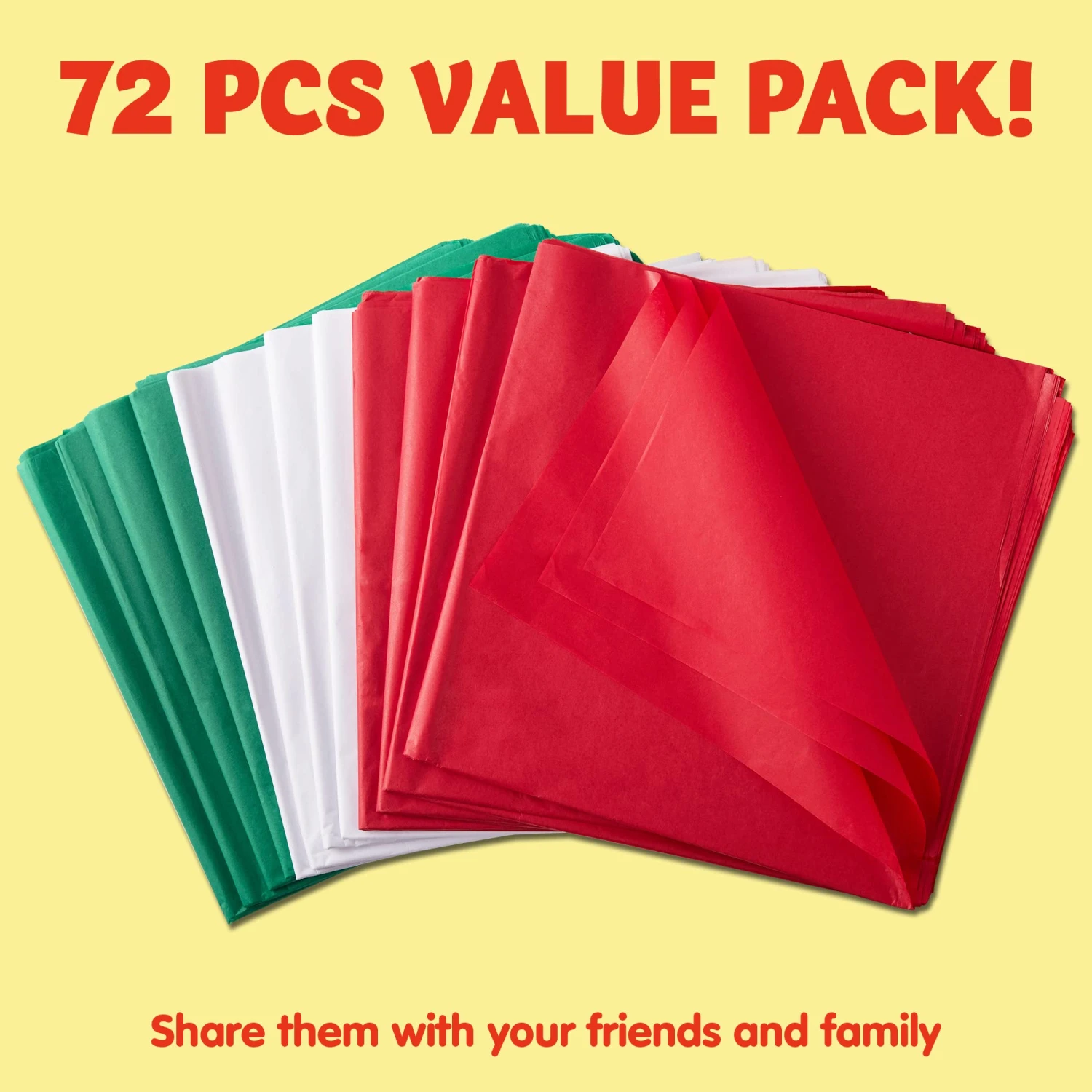 72 Sheet 20" X 20" Christmas Tissue Paper Assortment (Red, Green & White) 5 72 Sheet 20" X 20" Christmas Tissue Paper Assortment (Red, Green & White) - Image 3