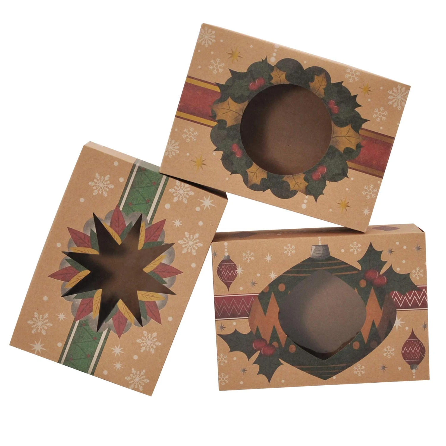 Kraft Christmas Cookie Boxes With Window, 24 Pcs 4 Kraft Christmas Cookie Boxes With Window, 24 Pcs - Image 2