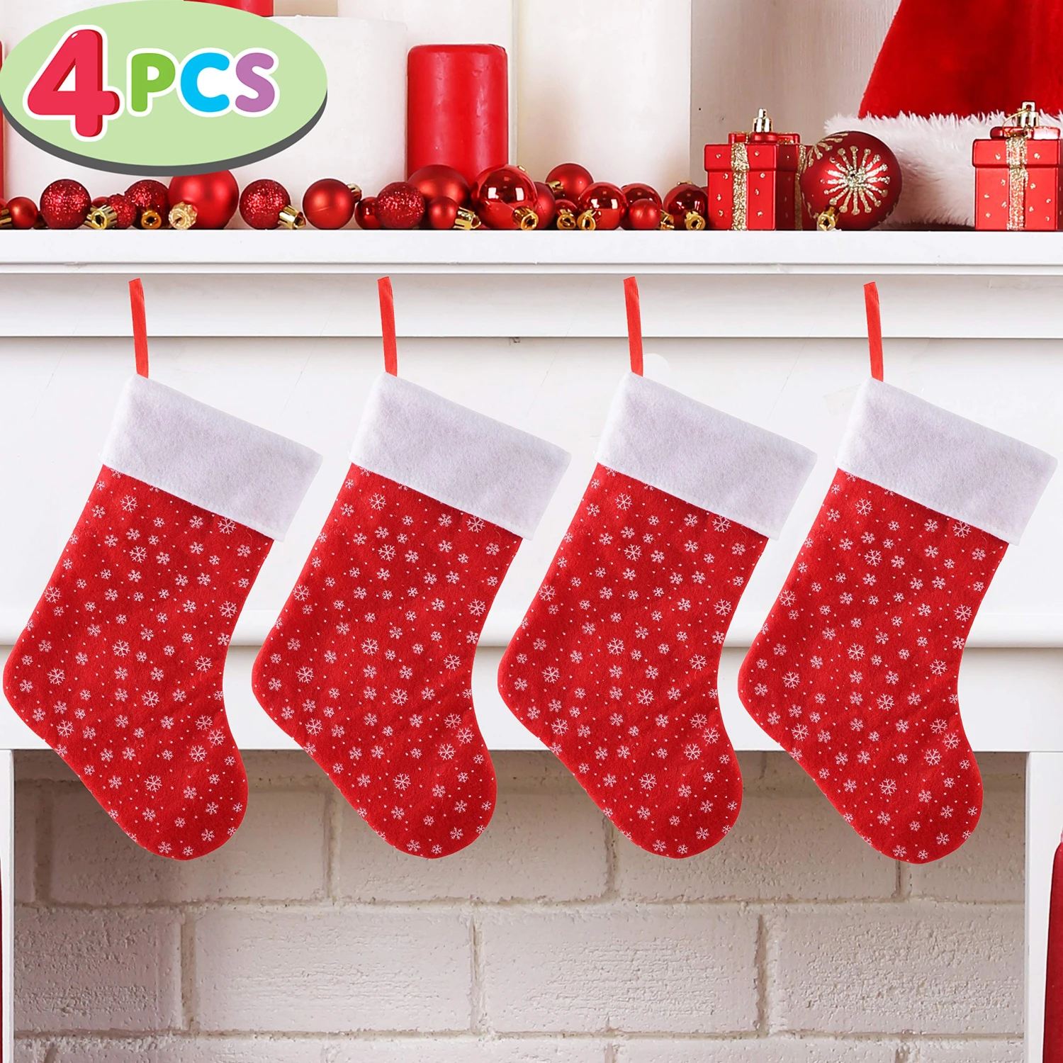 15" Felt Christmas Stockings, 4 Pack 4 15" Felt Christmas Stockings, 4 Pack - Image 2