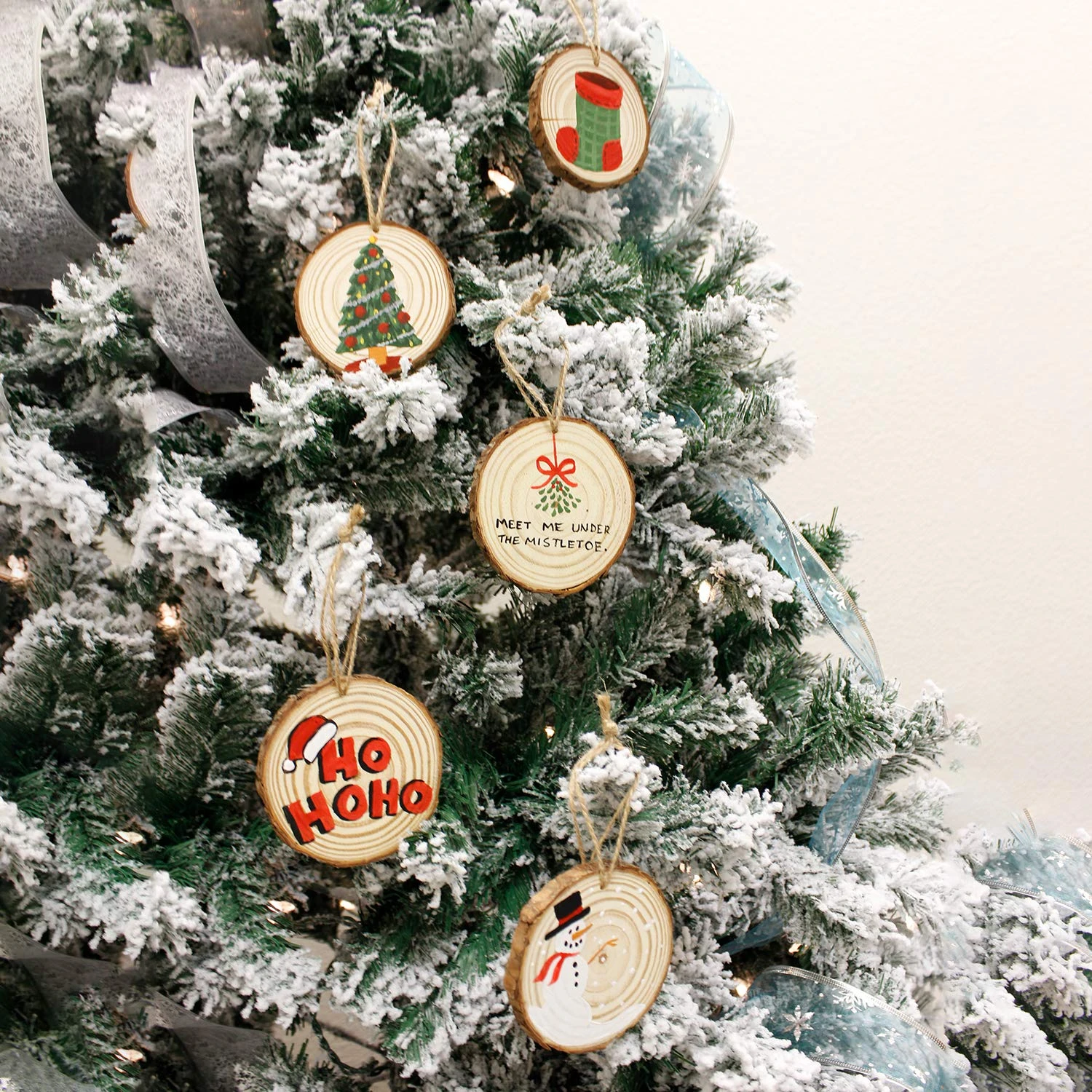 32 Piece Natural Wood Slices DIY Christmas Ornament 4 32 Piece Natural Wood Slices DIY Christmas Ornament - Image 2