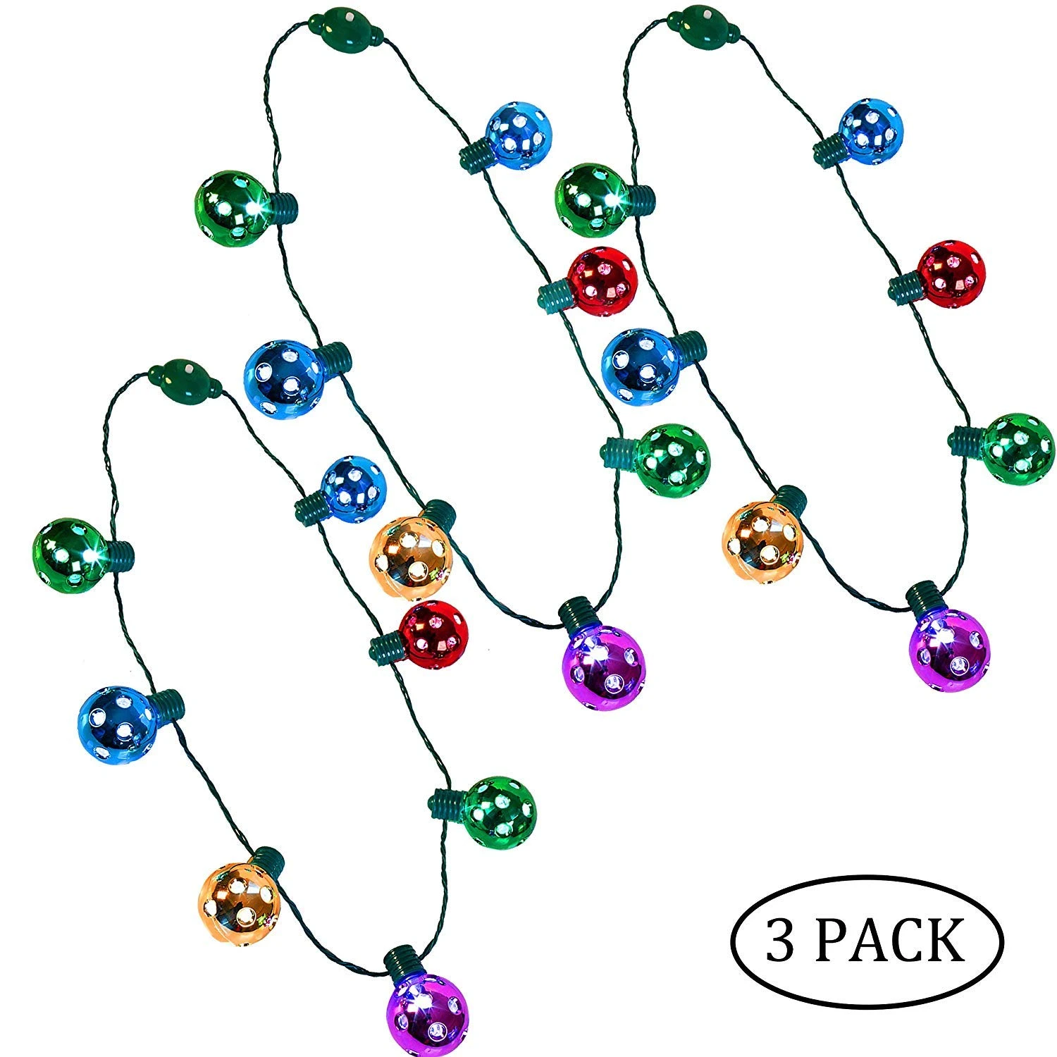 Christmas Led Disco Necklace, 3 Pack 4 Christmas Led Disco Necklace, 3 Pack - Image 2
