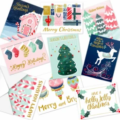 Watercolor Christmas Cards, 72 Pcs