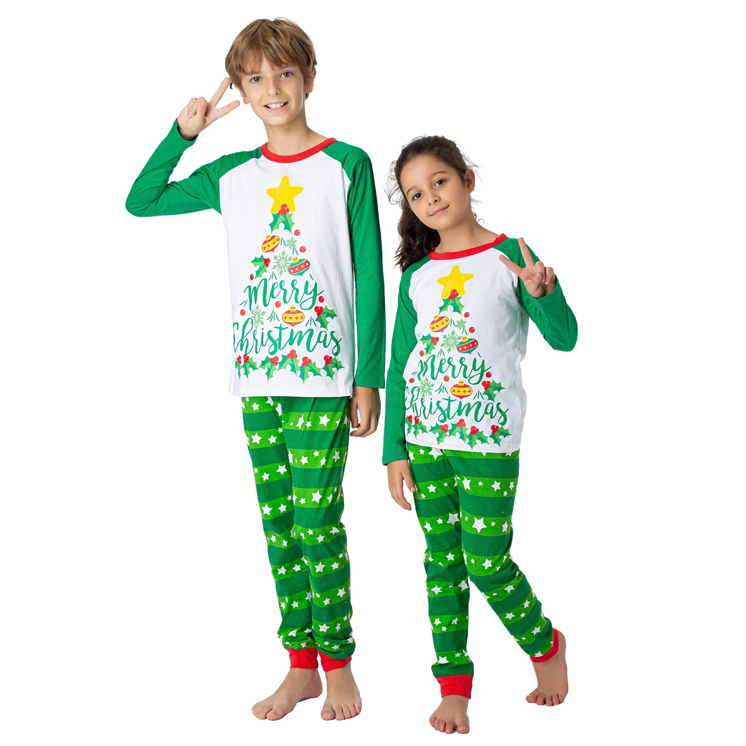 Kid Green Christmas Tree Pajamas 4 Kid Green Christmas Tree Pajamas - Image 2