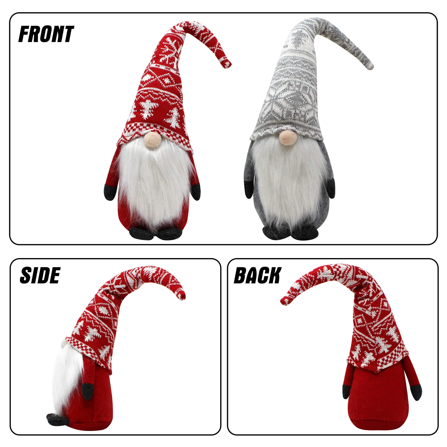 Red And Grey Christmas Plush Gnome, 2pcs 4 Red And Grey Christmas Plush Gnome, 2pcs - Image 2