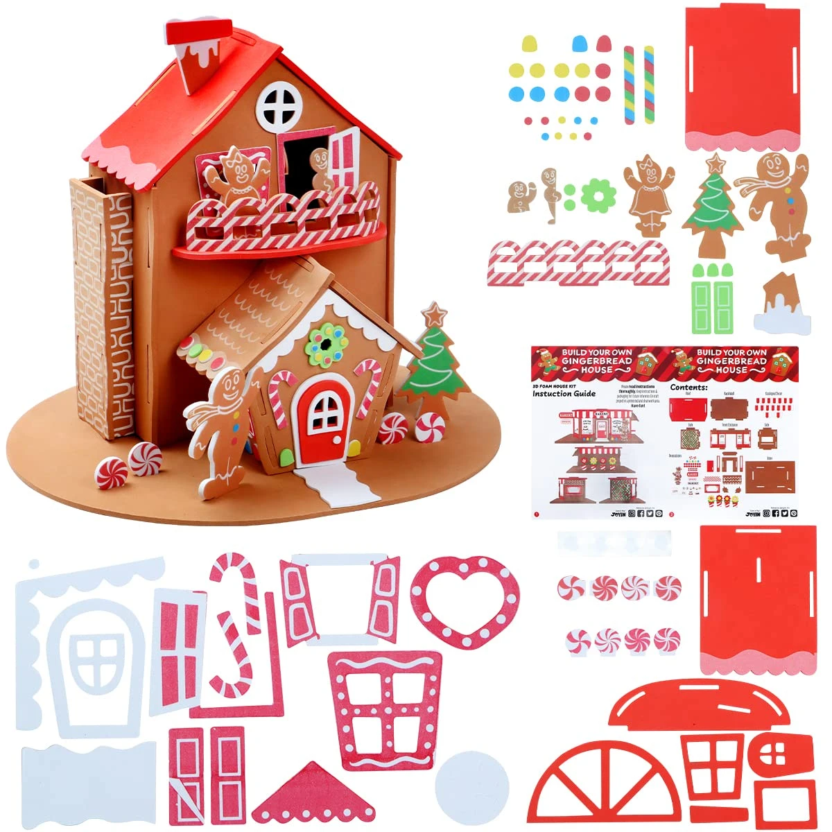 Christmas EVA Foam Gingerbread House, 2 Pack 4 Christmas EVA Foam Gingerbread House, 2 Pack - Image 2