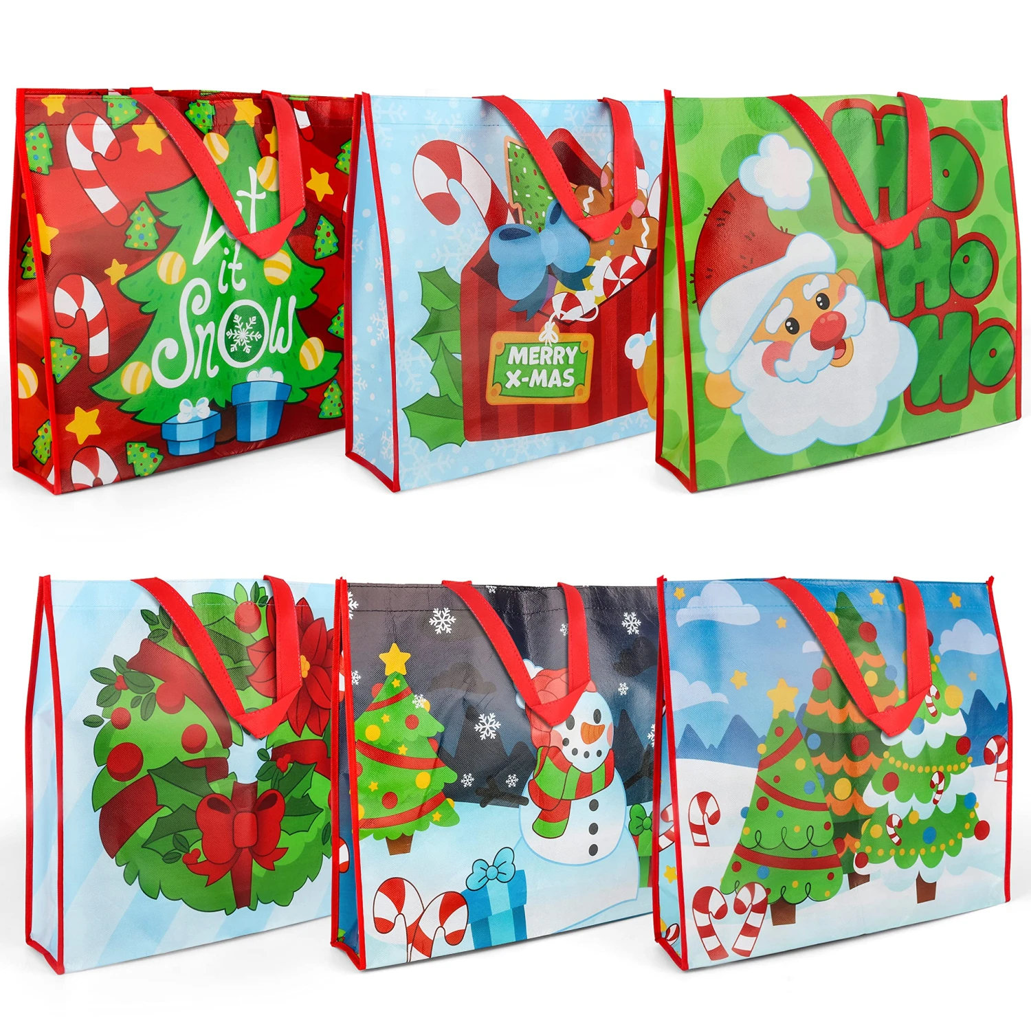 Christmas Tote Bags, 12 Pcs 3 Christmas Tote Bags, 12 Pcs