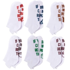 White Christmas Novelty Socks For Women, 6 Pcs
