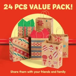 24Pcs Christmas Kraft Gift Bags With Assorted Christmas Prints 12 24Pcs Christmas Kraft Gift Bags With Assorted Christmas Prints -Xmas Supplies Shop image 2 cd568e76 b828 40da be7a caa7f4c1a866