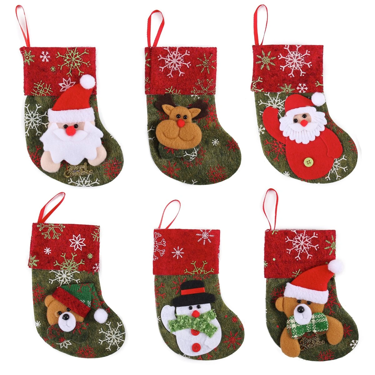 Mini 3D Christmas Stockings, 12 Pcs 3 Mini 3D Christmas Stockings, 12 Pcs