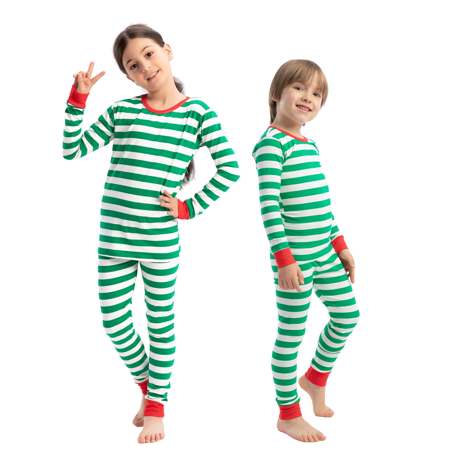 Men Christmas Green Stripe Family Matching Pajama 4 Men Christmas Green Stripe Family Matching Pajama - Image 2