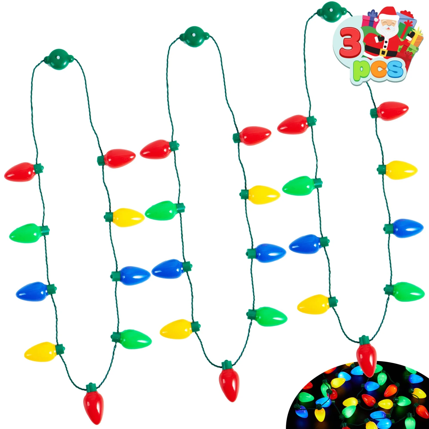 3Pcs Christmas Nacklace 9 Light Bulbs 5 3Pcs Christmas Nacklace 9 Light Bulbs - Image 3