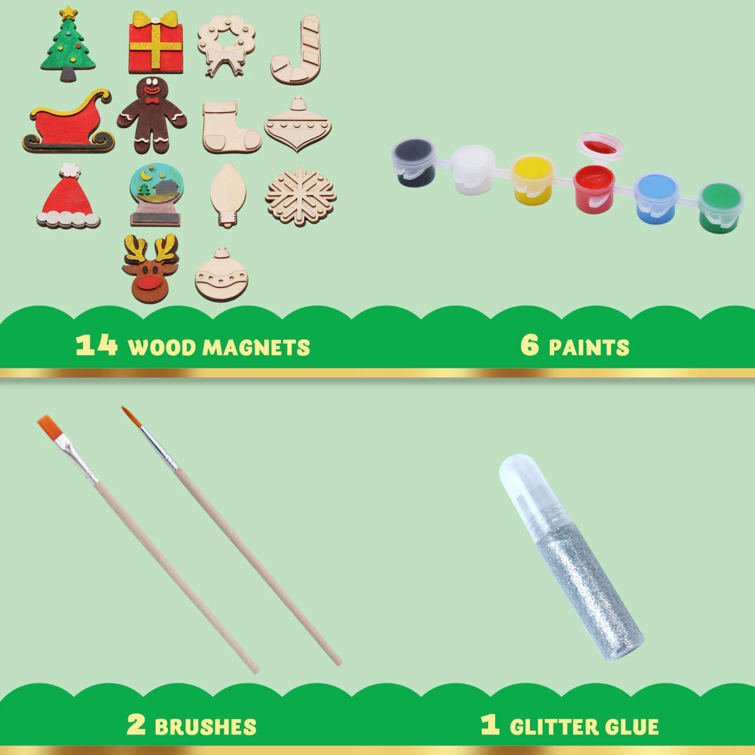 Christmas Wooden Magnet Creativity Arts & Crafts Painting Kit 4 Christmas Wooden Magnet Creativity Arts & Crafts Painting Kit - Image 2