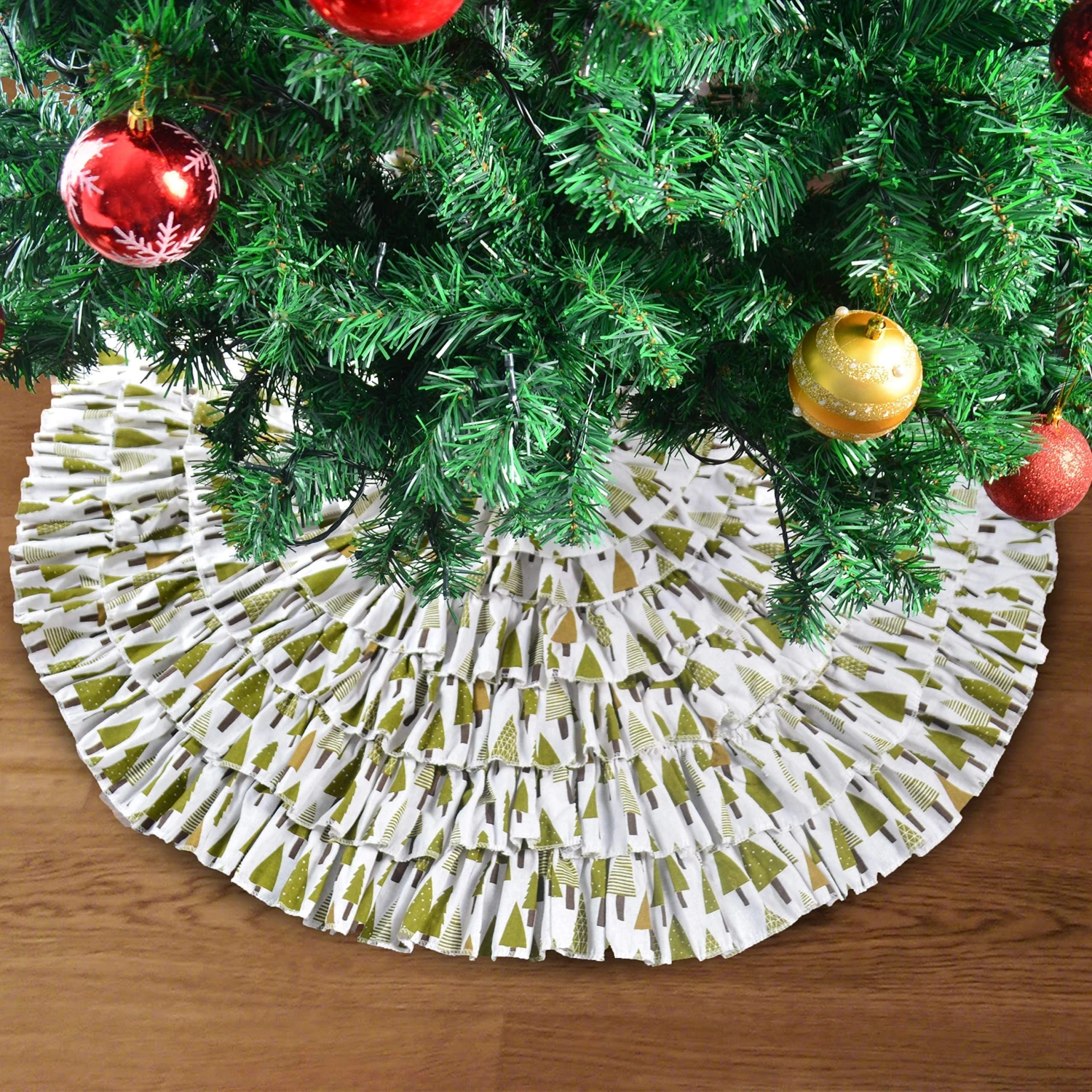 Christmas Burlap Ruffle Trim Tree Skirt 5 Christmas Burlap Ruffle Trim Tree Skirt - Image 3
