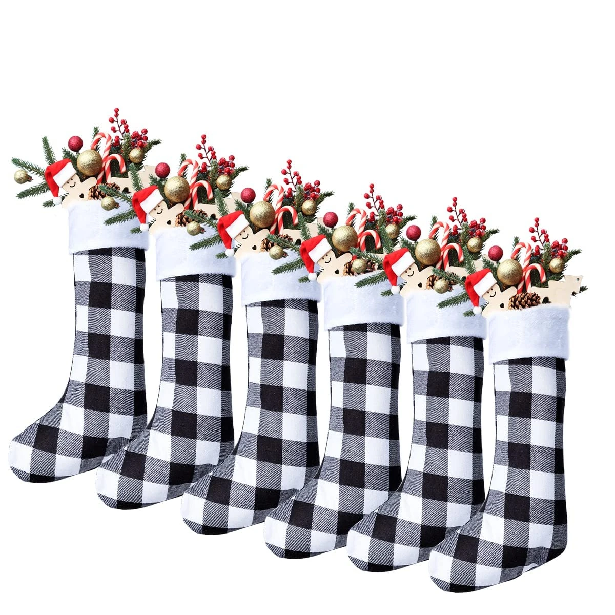 18in White Black Christmas Stockings, 6 Pack 5 18in White Black Christmas Stockings, 6 Pack - Image 3