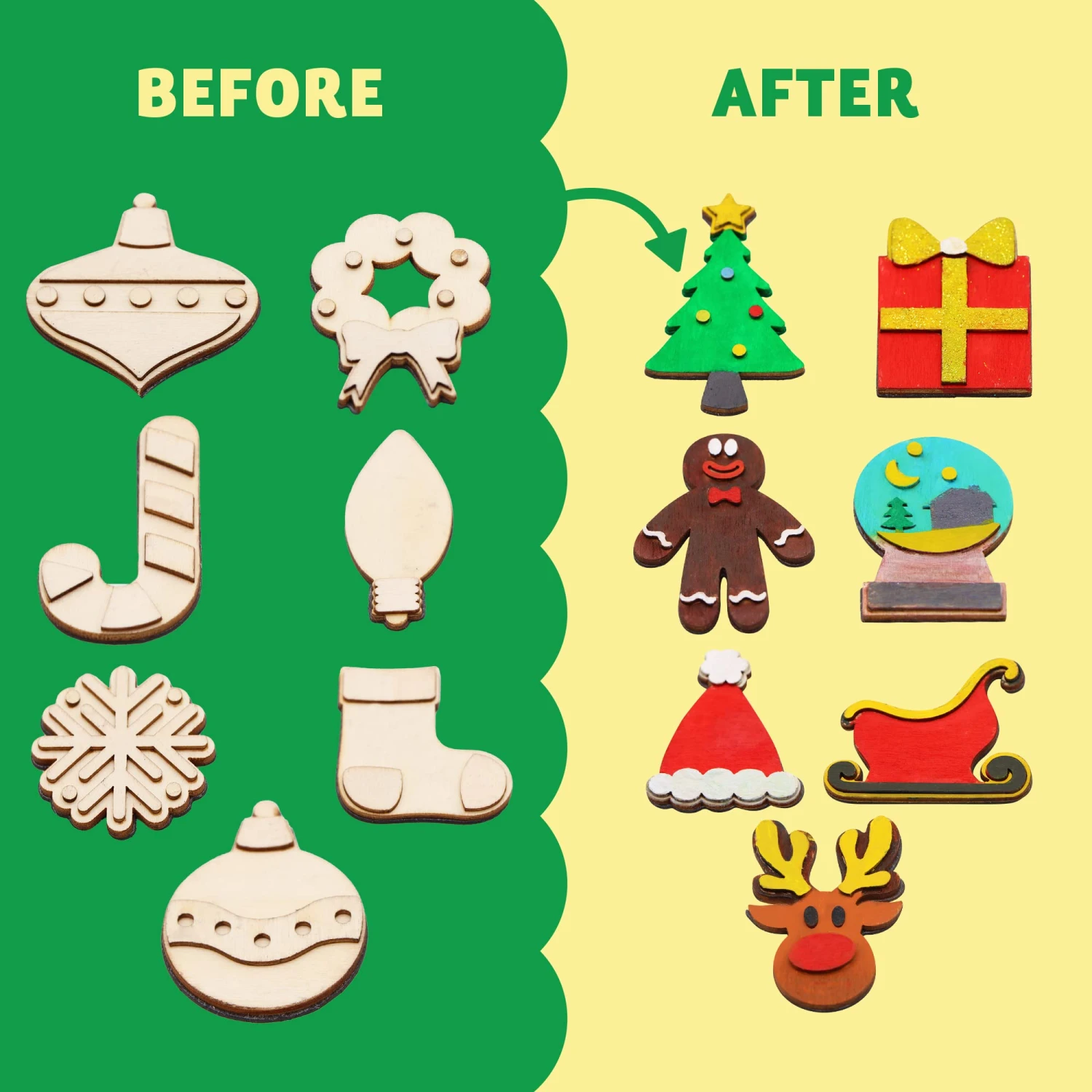 Christmas Wooden Magnet Creativity Arts & Crafts Painting Kit 5 Christmas Wooden Magnet Creativity Arts & Crafts Painting Kit - Image 3