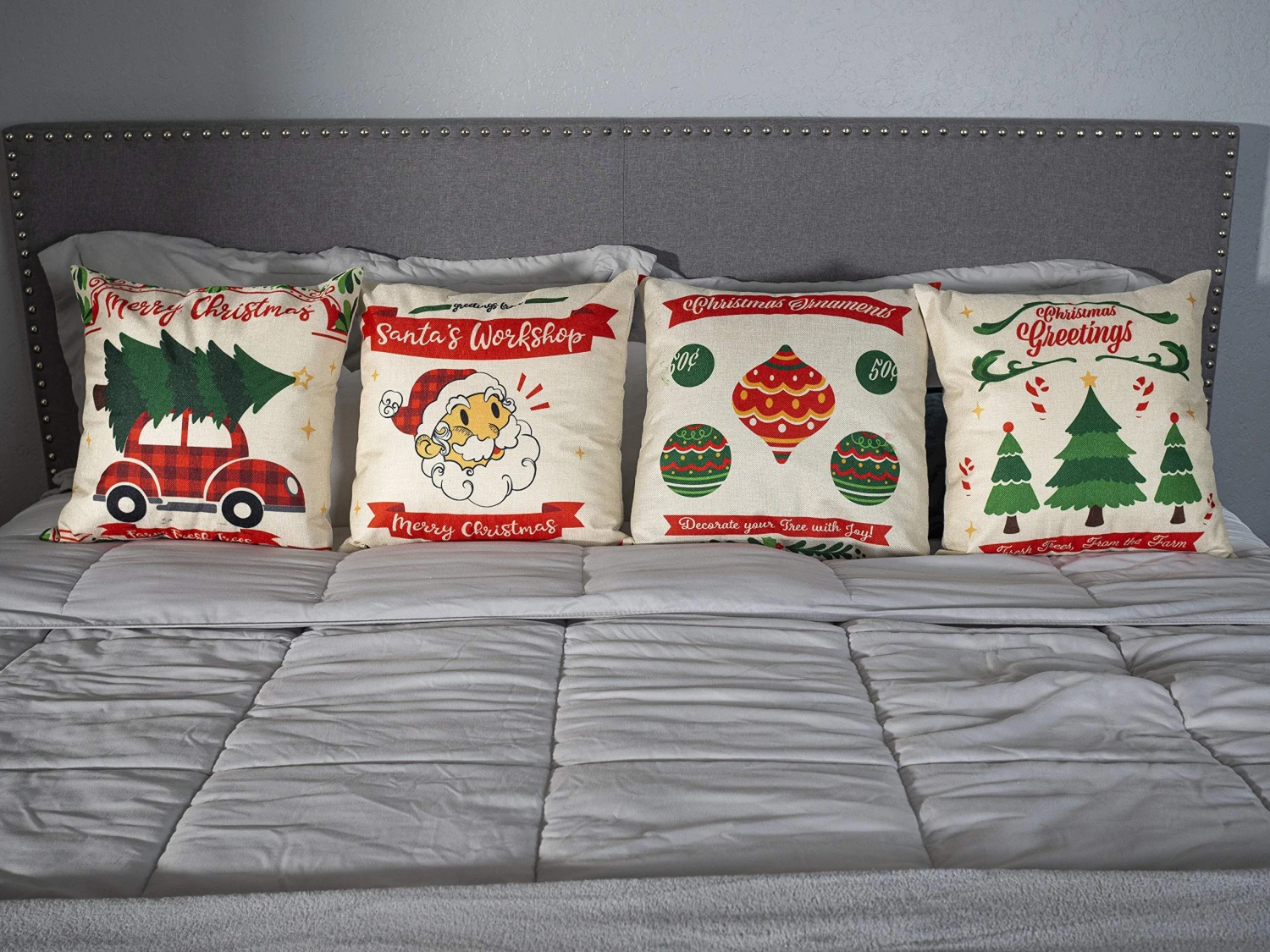 Christmas Farmhouse Pillow Cover, 4 Pcs 5 Christmas Farmhouse Pillow Cover, 4 Pcs - Image 3
