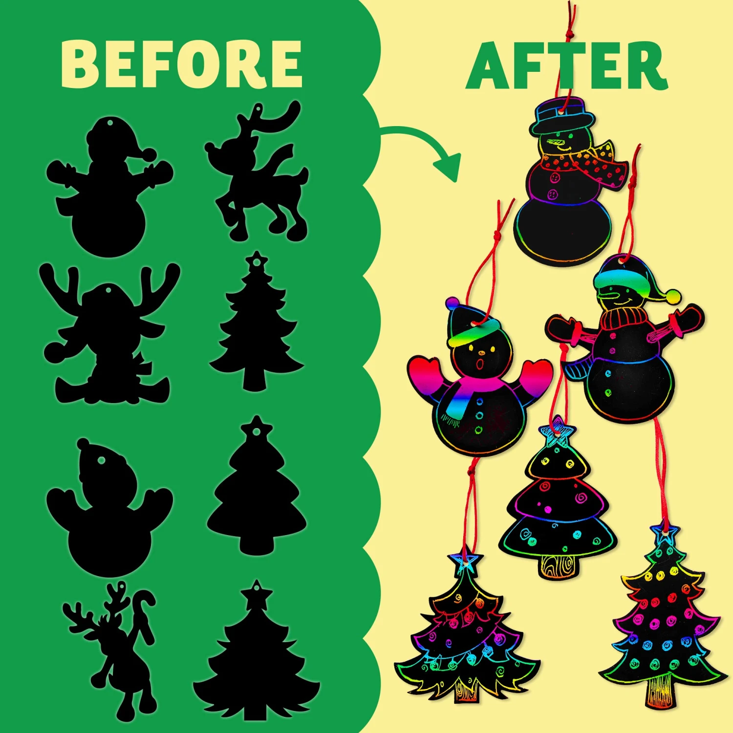 Rainbow Color Scratch Christmas Ornaments 5 Rainbow Color Scratch Christmas Ornaments - Image 3