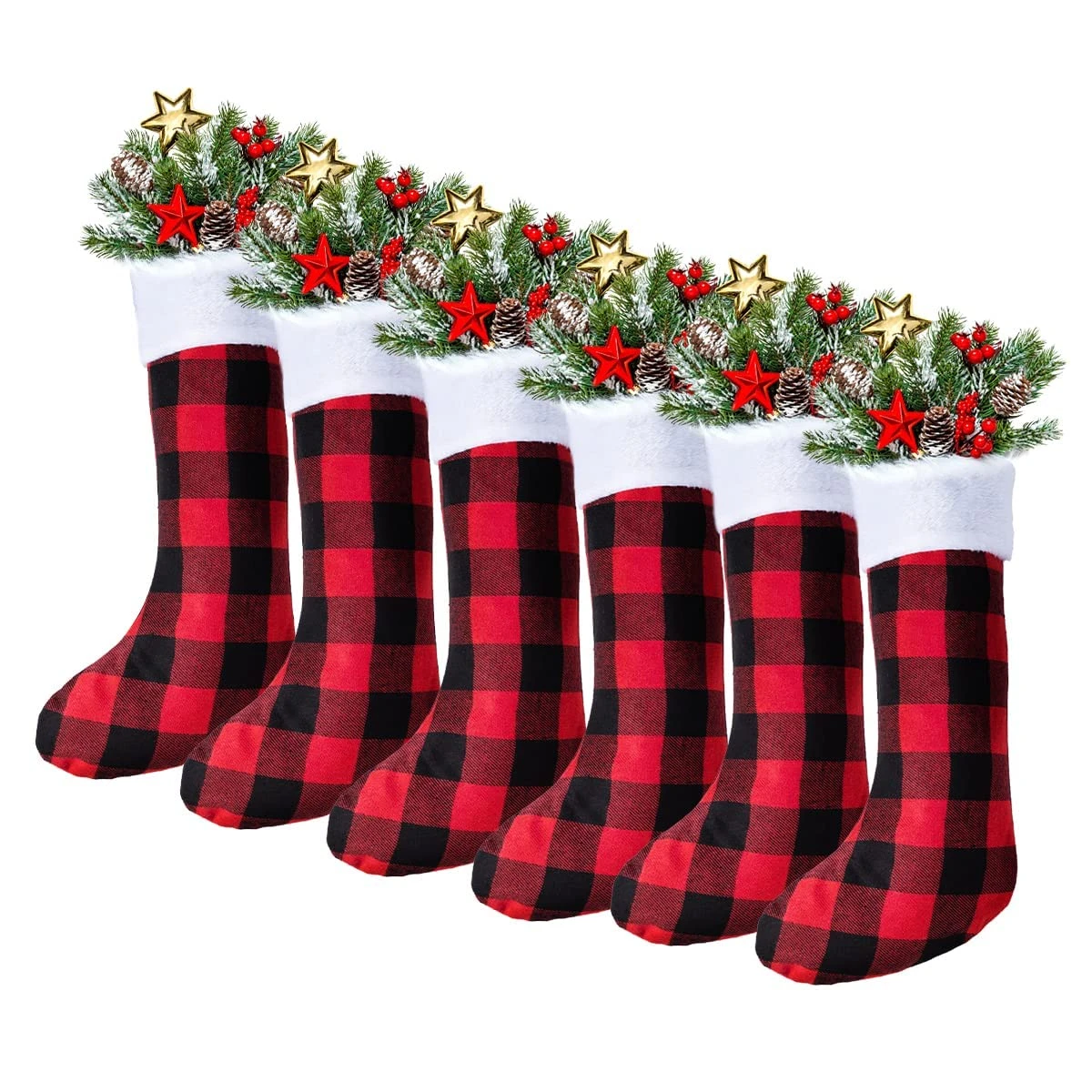 18in Red Black Christmas Stockings, 6 Pack 5 18in Red Black Christmas Stockings, 6 Pack - Image 3