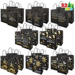Black & White Gold Foil Christmas Paper Gift Bags, 32 Pcs -Xmas Supplies Shop image 3 8a279bc6 e6e3 4b95 8e6b b62e1ddf71f2