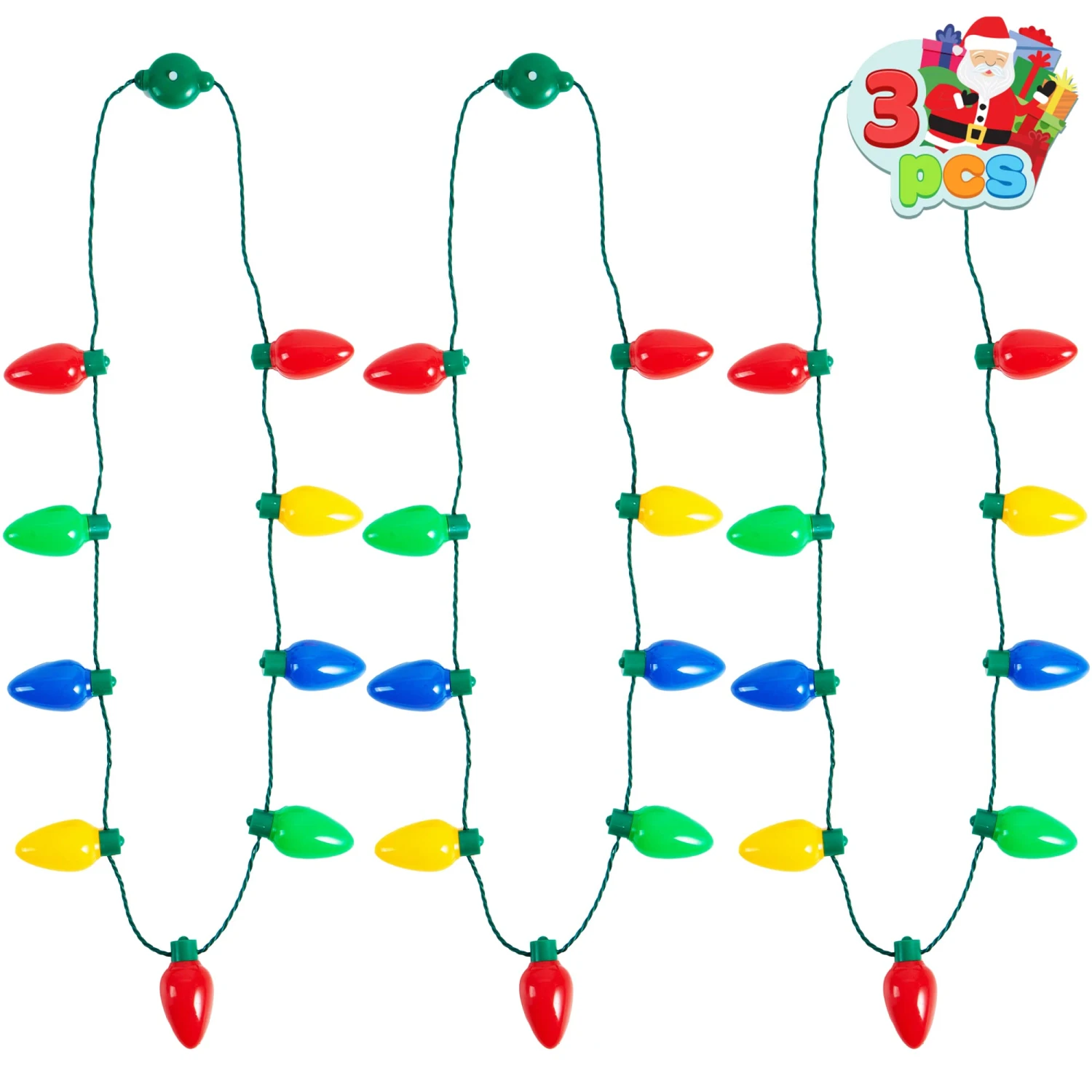 3Pcs Christmas Nacklace 9 Light Bulbs 6 3Pcs Christmas Nacklace 9 Light Bulbs - Image 4