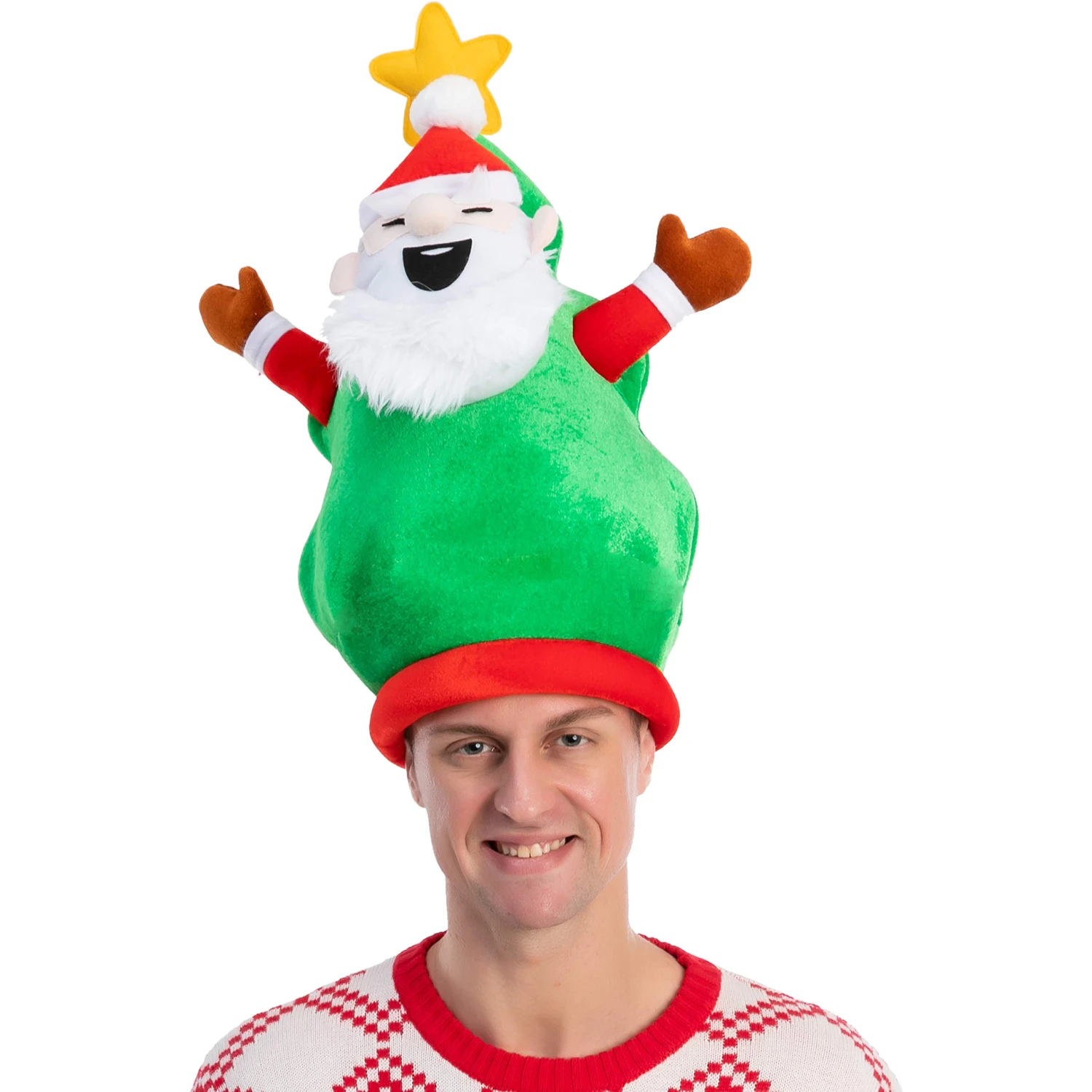 Plush Christmas Santa Tree Hat 5 Plush Christmas Santa Tree Hat - Image 3
