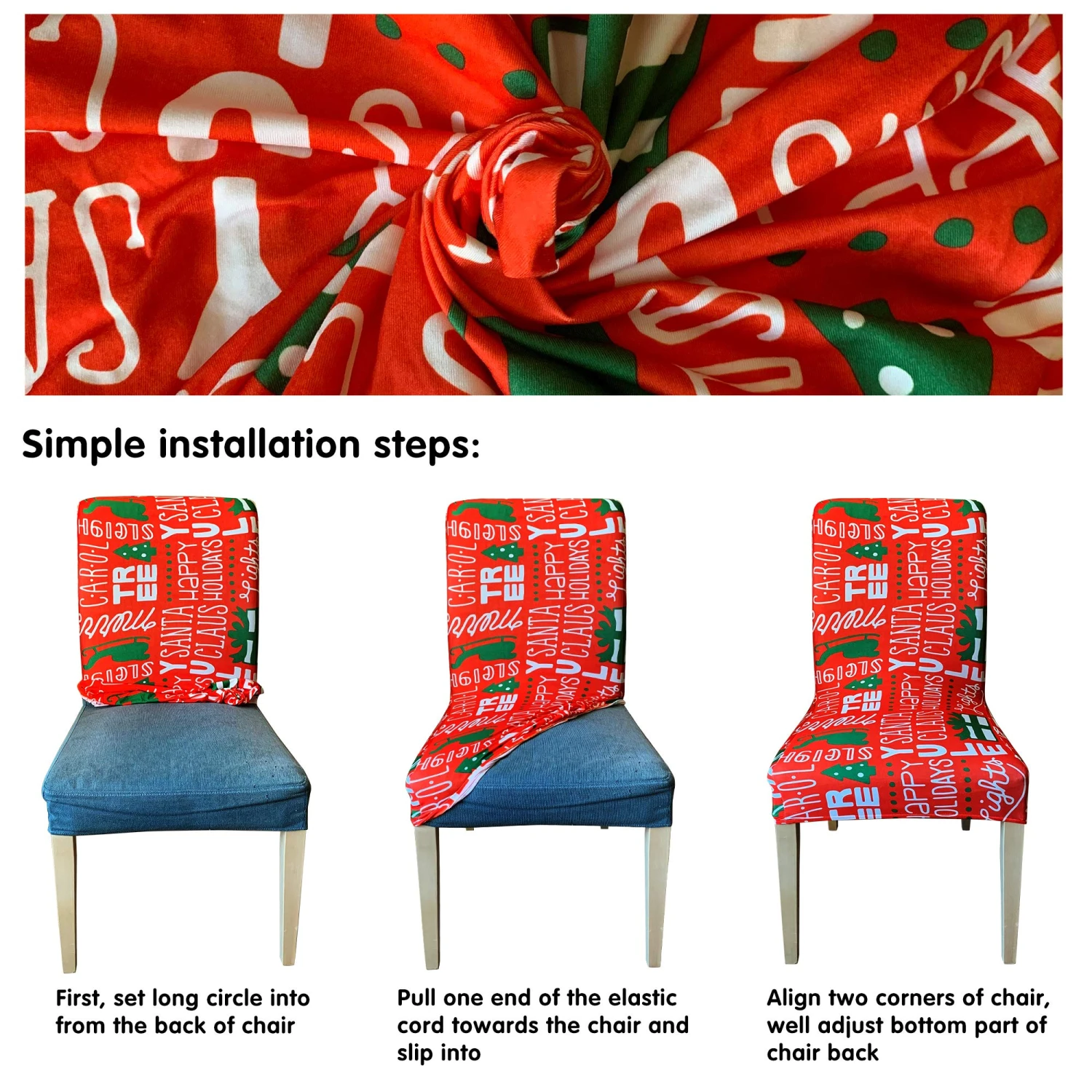 4 Piece Christmas Stretch Chair Covers 5 4 Piece Christmas Stretch Chair Covers - Image 3