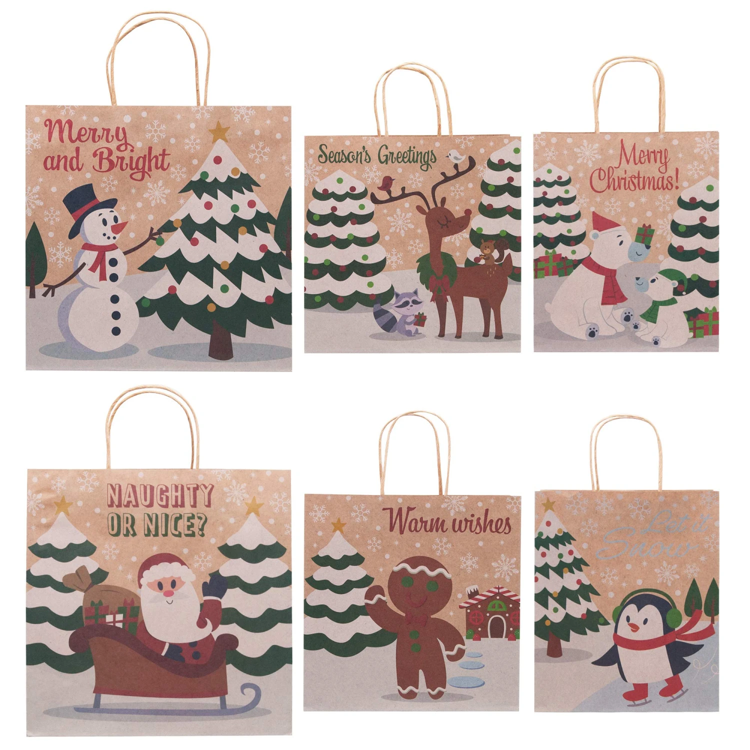 24 Pcs Bulk Christmas Kraft Gift Bags 5 24 Pcs Bulk Christmas Kraft Gift Bags - Image 3