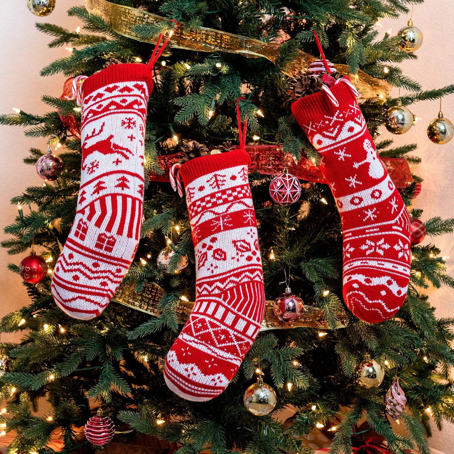 Christmas Stockings Knit Decorations, 6 Pcs 5 Christmas Stockings Knit Decorations, 6 Pcs - Image 3