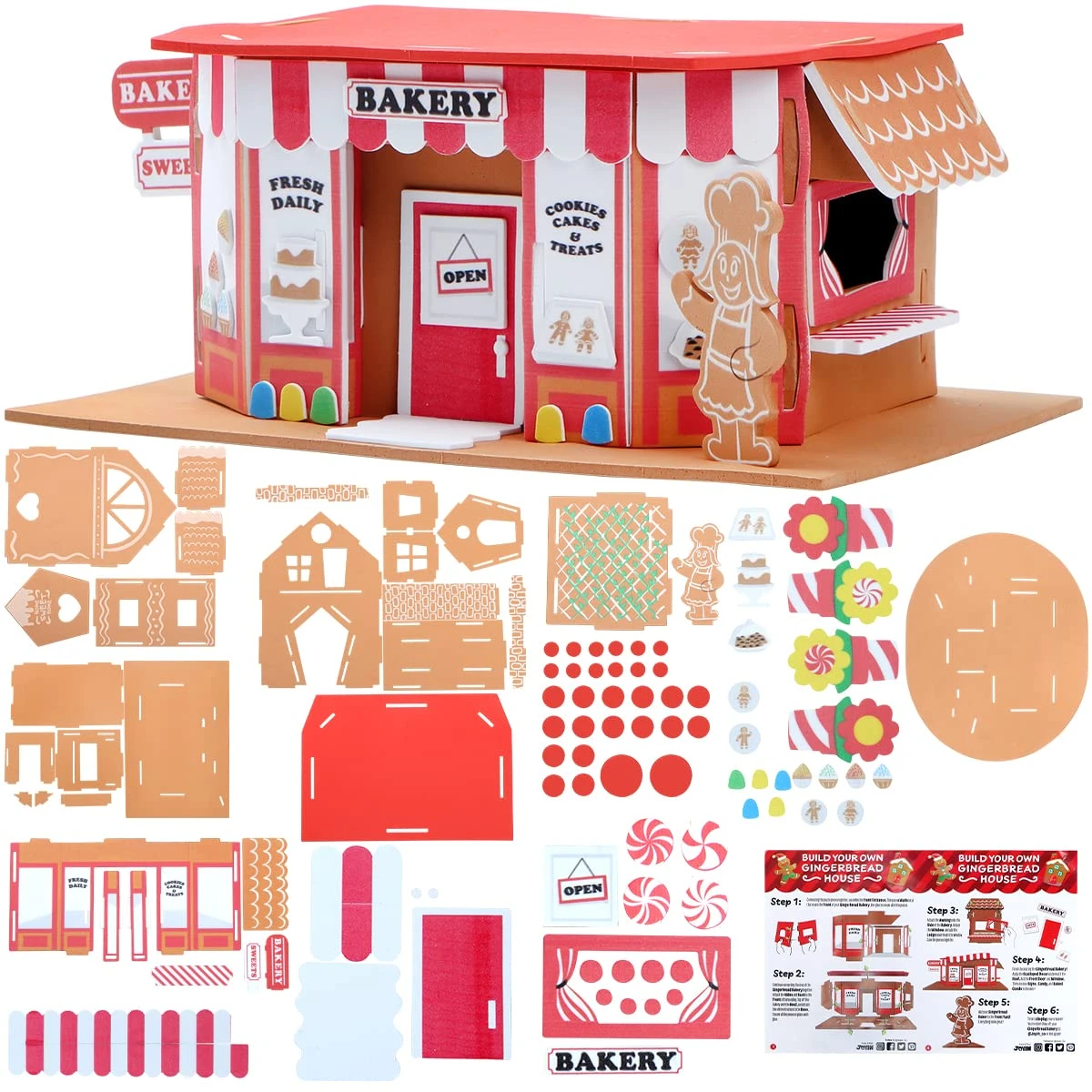 Christmas EVA Foam Gingerbread House, 2 Pack 5 Christmas EVA Foam Gingerbread House, 2 Pack - Image 3