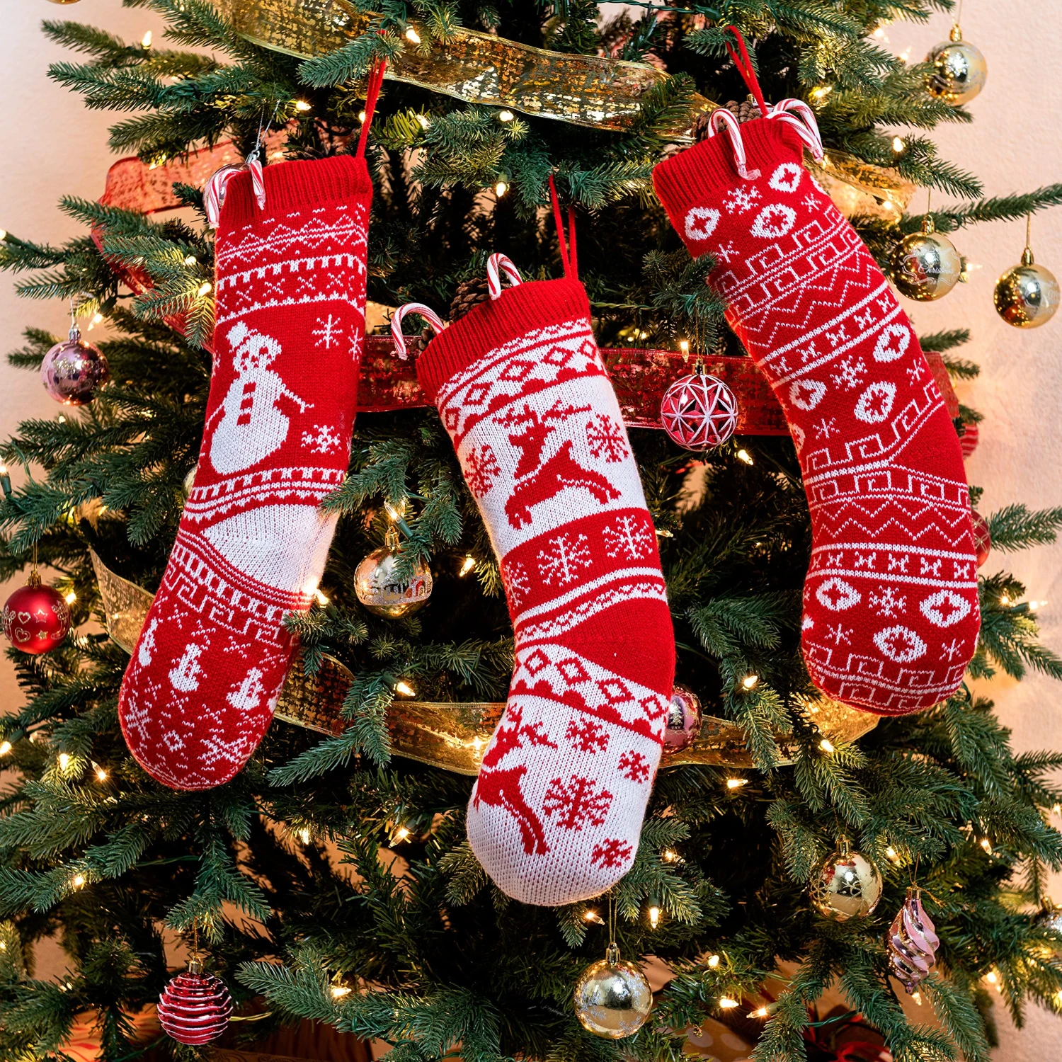 Knit Christmas Stockings, 6 Pcs 5 Knit Christmas Stockings, 6 Pcs - Image 3