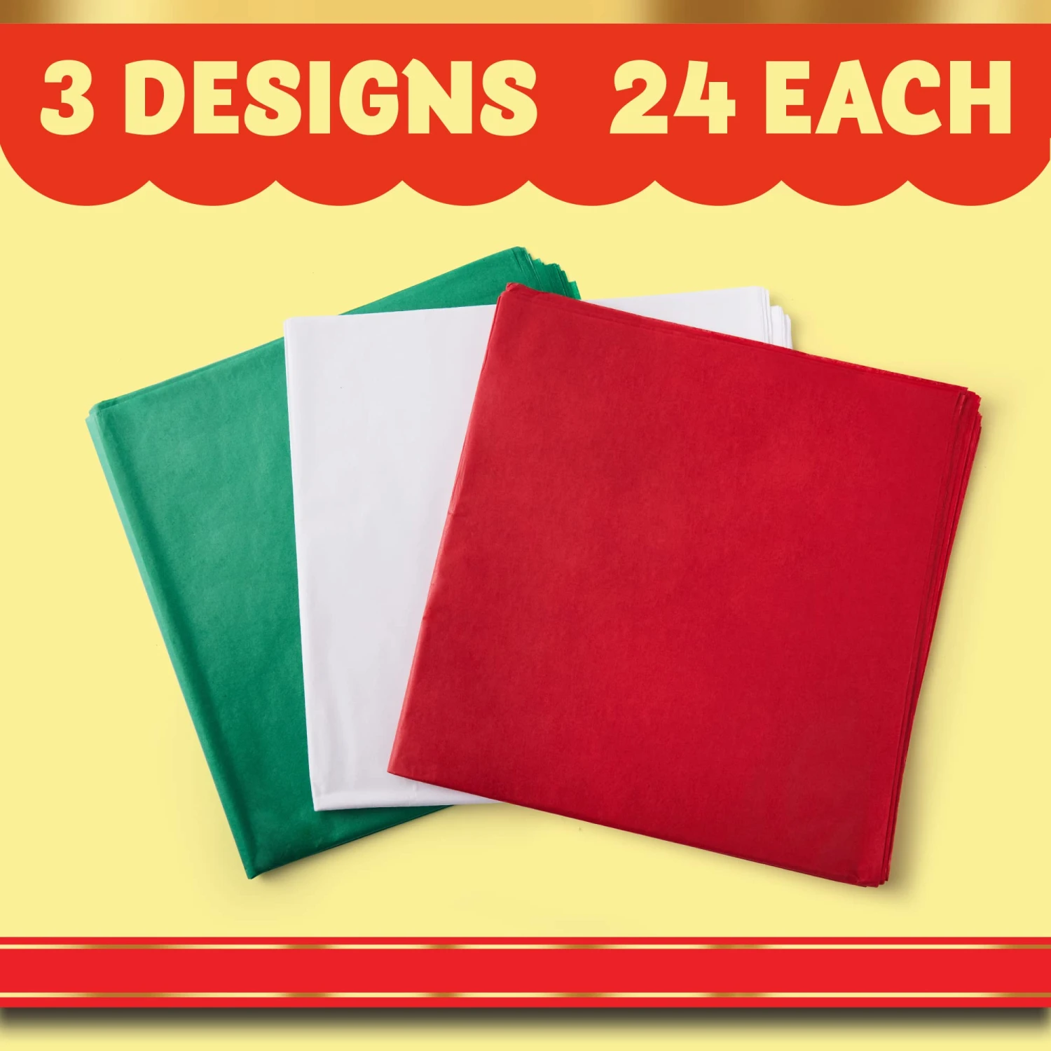 72 Sheet 20" X 20" Christmas Tissue Paper Assortment (Red, Green & White) 6 72 Sheet 20" X 20" Christmas Tissue Paper Assortment (Red, Green & White) - Image 4