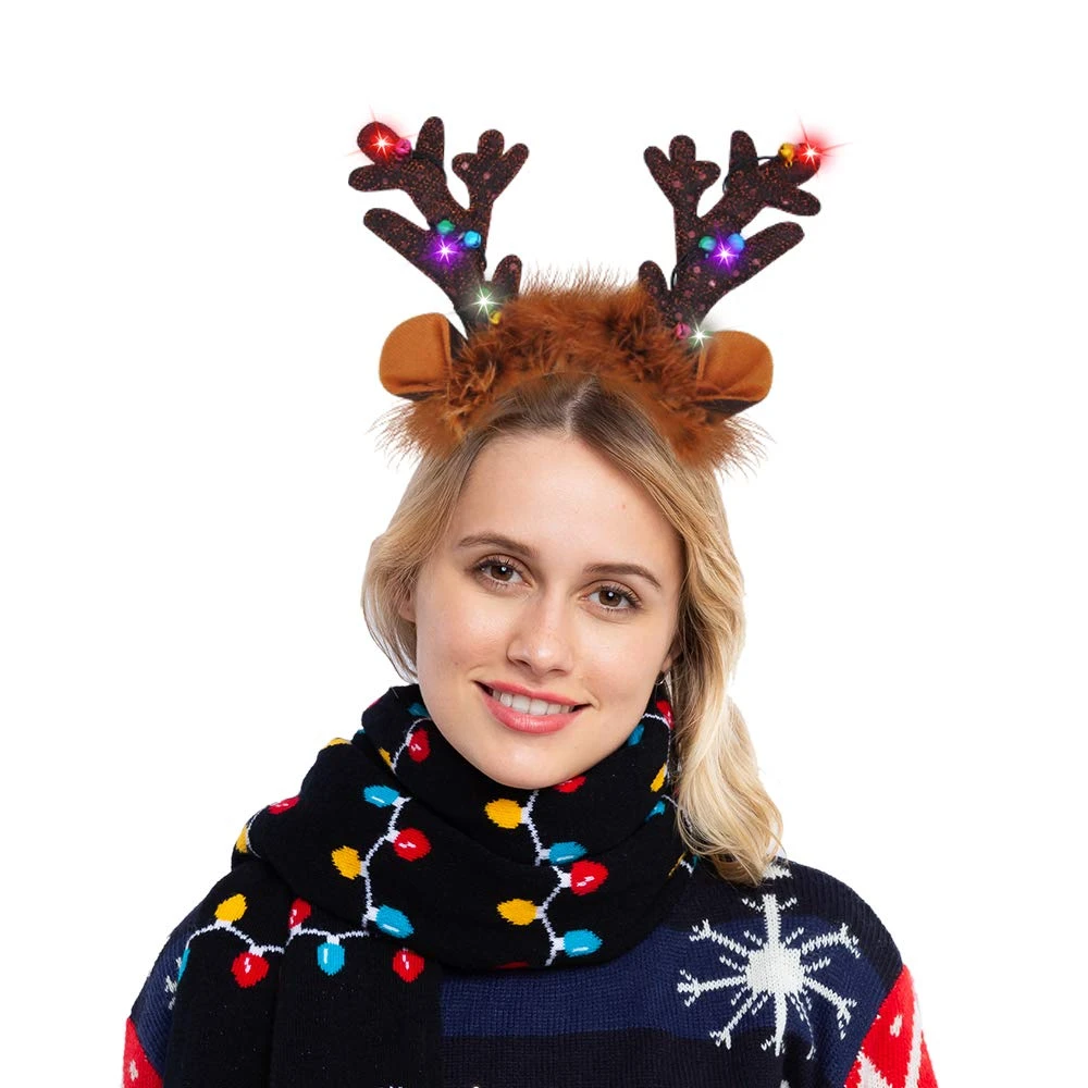 Christmas Light Up Reindeer Headband, 4 Pcs 5 Christmas Light Up Reindeer Headband, 4 Pcs - Image 3