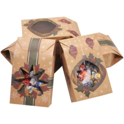 24 Foiled Kraft Christmas Cookie Treat Boxes Bulk -Xmas Supplies Shop image 4 206fae4a 3e1e 4469 bc65 720dae684f7c