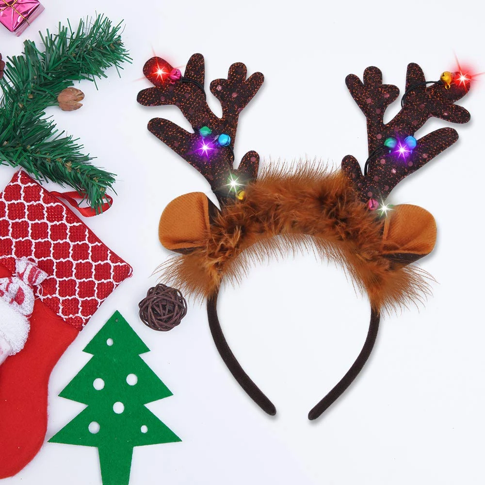 Christmas Light Up Reindeer Headband, 4 Pcs 6 Christmas Light Up Reindeer Headband, 4 Pcs - Image 4