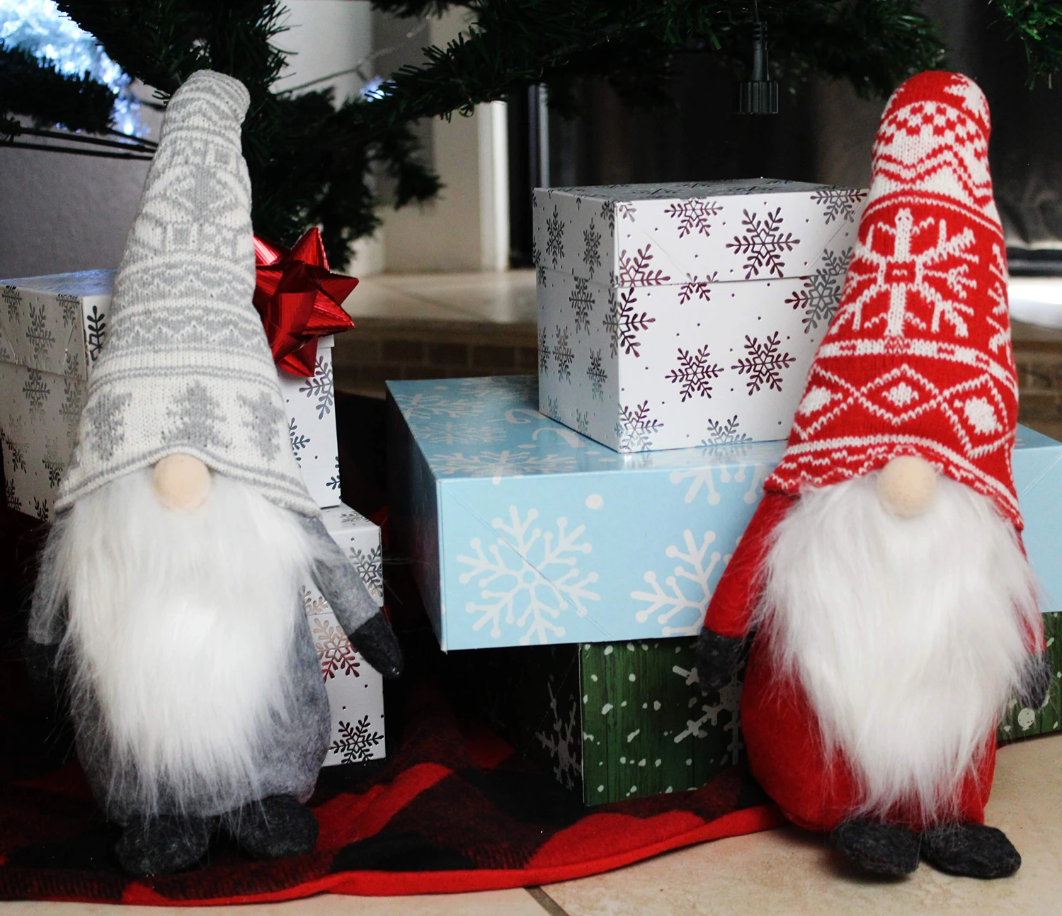 Red And Grey Christmas Plush Gnome, 2pcs 6 Red And Grey Christmas Plush Gnome, 2pcs - Image 4