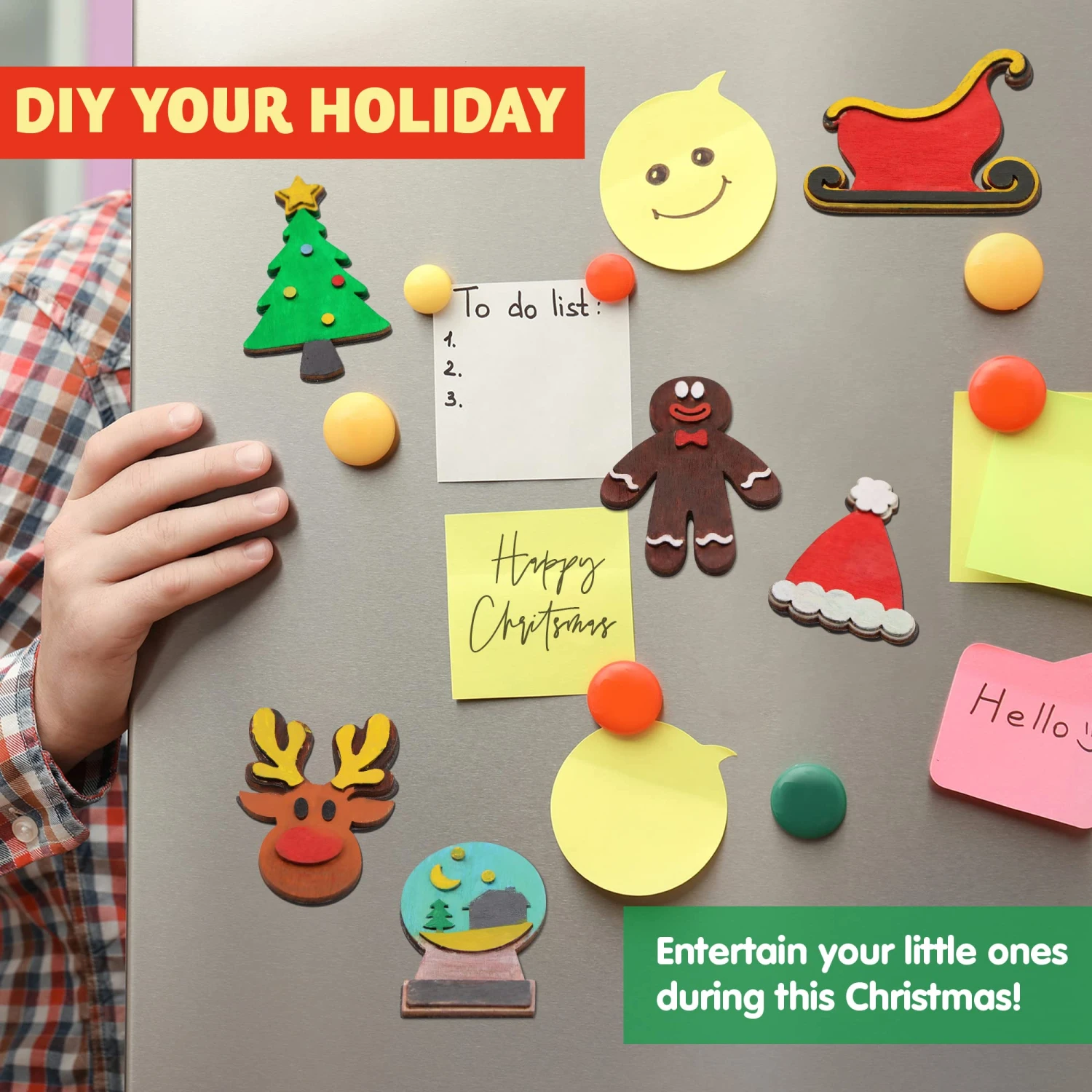 Christmas Wooden Magnet Creativity Arts & Crafts Painting Kit 6 Christmas Wooden Magnet Creativity Arts & Crafts Painting Kit - Image 4