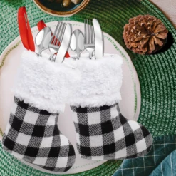 5in White Black Buffalo Plaid Christmas Stockings, 12 Pack -Xmas Supplies Shop image 4 485a7b8f 38a9 4c09 9a14 b2cdf20678e8
