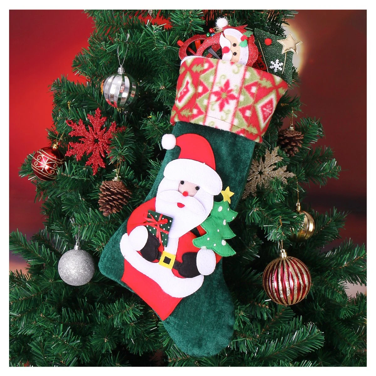 4-pack 3d Plush Christmas Stockings 6 4-pack 3d Plush Christmas Stockings - Image 4
