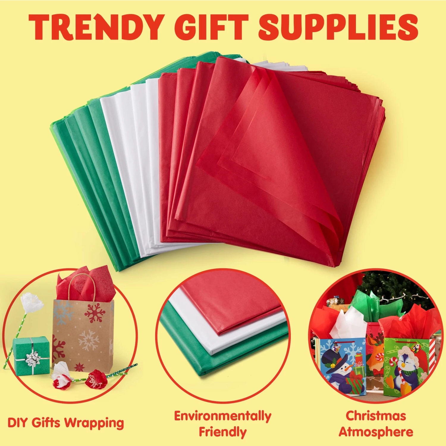72 Sheet 20" X 20" Christmas Tissue Paper Assortment (Red, Green & White) 7 72 Sheet 20" X 20" Christmas Tissue Paper Assortment (Red, Green & White) - Image 5