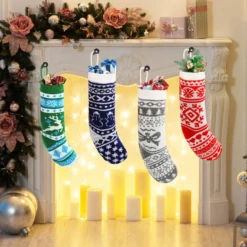 14 Pcs 18" Knit Christmas Stockings (Multicolor)