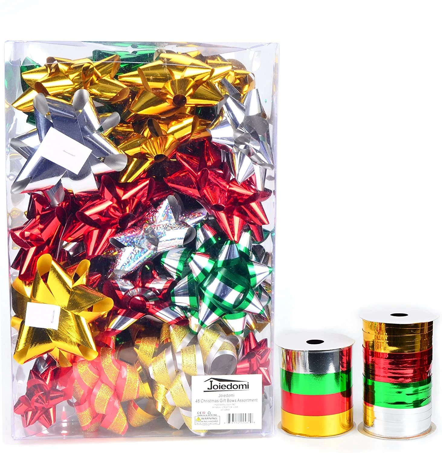 Self-adhesive Bows & 8 Rolls Of Christmas Curling Ribbons, 48 Pcs 6 Self-adhesive Bows & 8 Rolls Of Christmas Curling Ribbons, 48 Pcs - Image 4