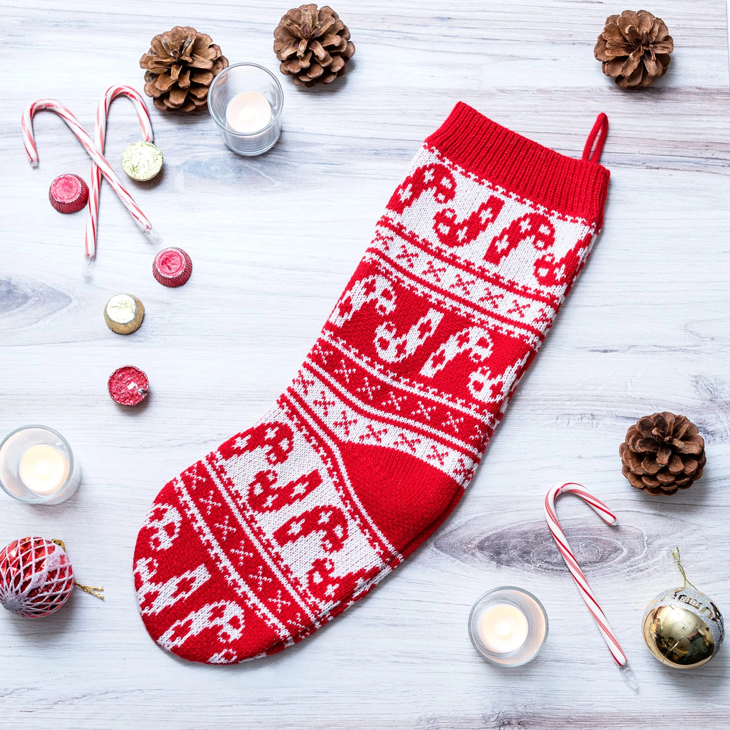 Knit Christmas Stockings, 6 Pcs 6 Knit Christmas Stockings, 6 Pcs - Image 4