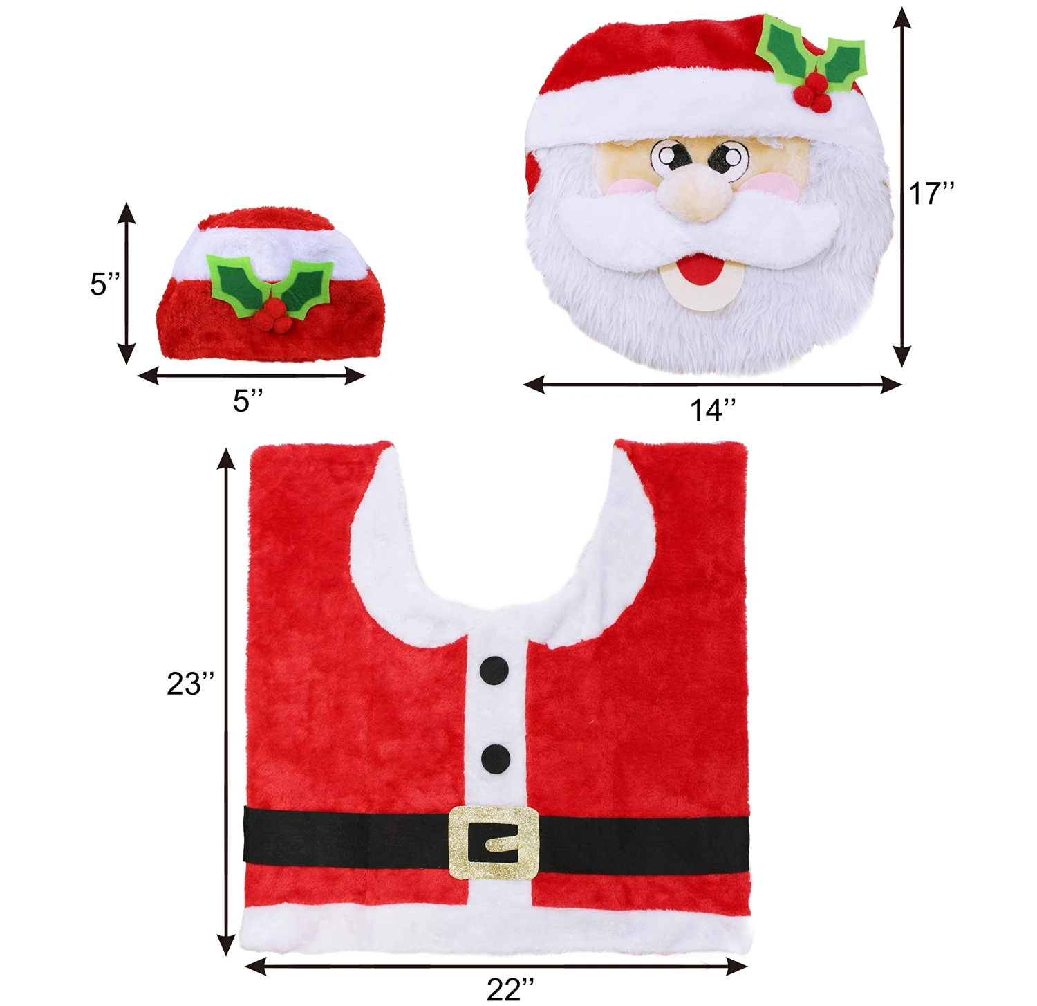 Christmas Santa Theme Bathroom Decoration Set, 5 Pcs 6 Christmas Santa Theme Bathroom Decoration Set, 5 Pcs - Image 4