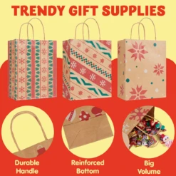 24Pcs Christmas Kraft Gift Bags With Assorted Christmas Prints 14 24Pcs Christmas Kraft Gift Bags With Assorted Christmas Prints -Xmas Supplies Shop image 4 e2ce4573 6760 4954 8003 51f5c20addb9