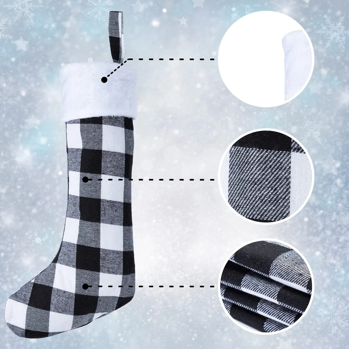 18in White Black Christmas Stockings, 6 Pack 6 18in White Black Christmas Stockings, 6 Pack - Image 4