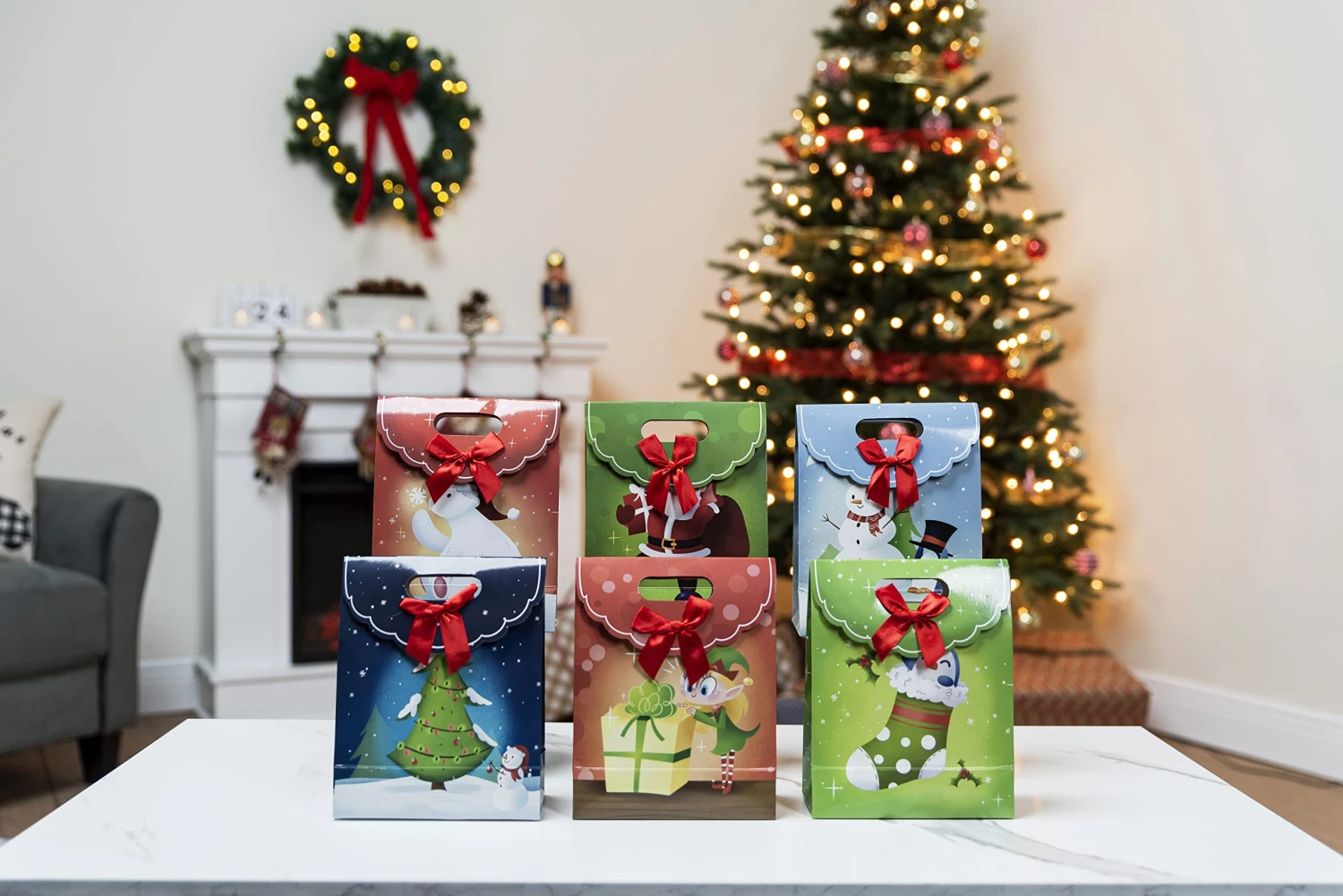 Christmas Fold Over Gift Bags, 12 Pcs 6 Christmas Fold Over Gift Bags, 12 Pcs - Image 4